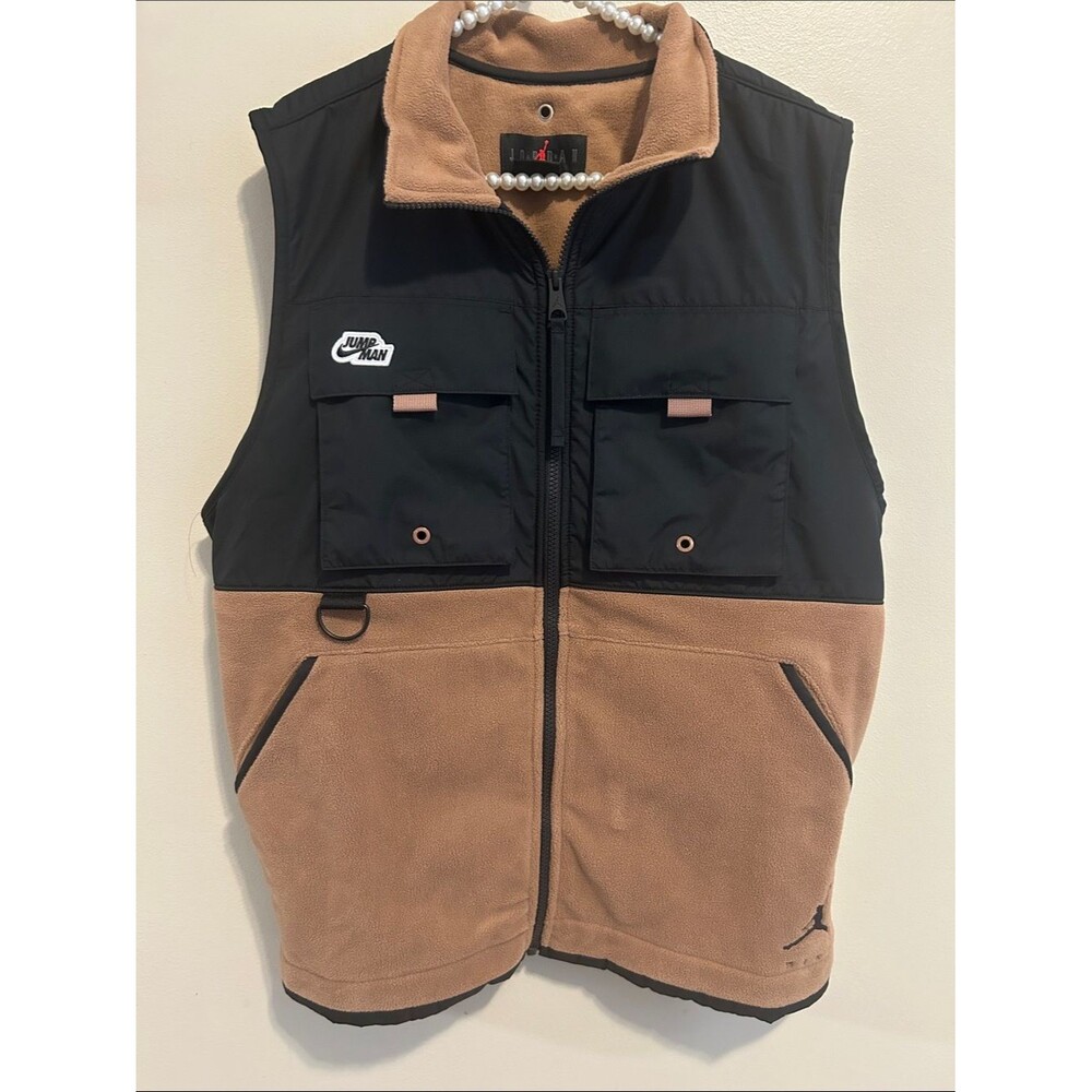 Nike Air Jordan Jumpman Fleece Flight Vest Archaeo Brown Black Men's Size S